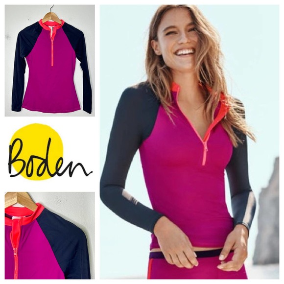 Boden Swim Boden Rash Guard Long Sleeve Zip Up Rash Guard Top Us 4